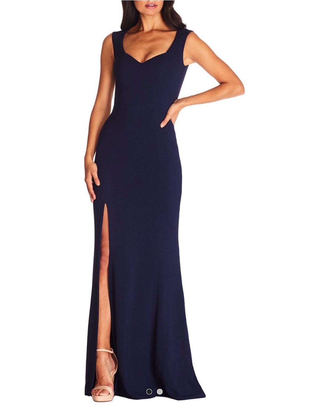 Dress the Population Navy Sleeveless Maxi Dress with Front Slit